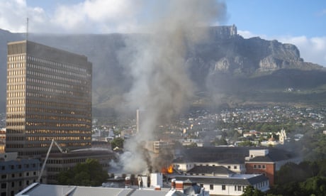 Fire breaks out in South African parliament in Cape Town