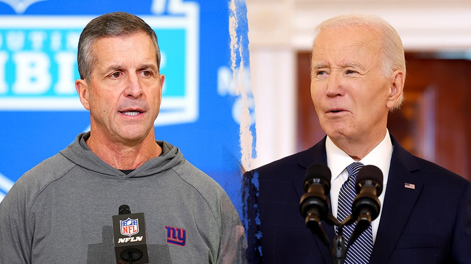 Giants coach John Harbaugh dismisses viral Joe Biden comparison: 'I'm not accepting that'